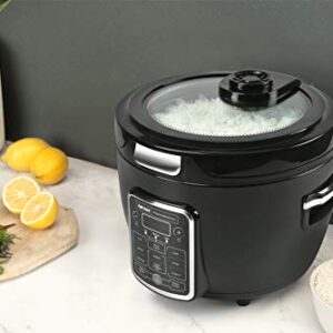 Aroma Professional ARC-1230B Grain, Oatmeal,Slow Cooker, Saute, Steam, Timer, 10 Cup Uncooked/20 Cup Cooked, Black