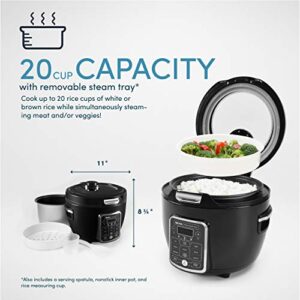 Aroma Professional ARC-1230B Grain, Oatmeal,Slow Cooker, Saute, Steam, Timer, 10 Cup Uncooked/20 Cup Cooked, Black