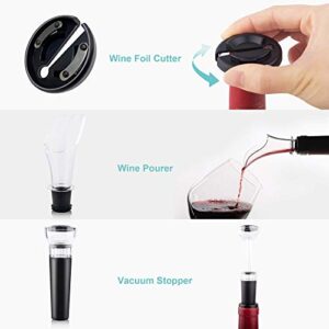 Electric Wine Opener, EZBASICS Automatic Wine Bottle Opener Set with Foil Cutter Vacuum Stopper and Wine Aerator Pourer for Wine Lovers Gift Home Kitchen Party Bar Wedding Rechargeable, Silver