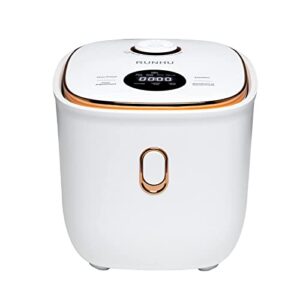 runhu rice cooker, 4 cups uncooked mini rice cooker, 2l(2.1 qt) protable rice cooker for 1-4 people, 120v rice maker with 24 hours timer delay&keep warm function for soups,stews,grains,oatmeal (white)