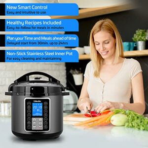 Mueller 6 Quart Pressure Cooker 10 in 1, Cook 2 Dishes at Once, Tempered Glass Lid incl, Saute,  Slow Cooker, Rice Cooker, Yogurt Maker and Much More