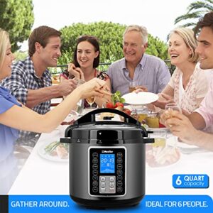 Mueller 6 Quart Pressure Cooker 10 in 1, Cook 2 Dishes at Once, Tempered Glass Lid incl, Saute,  Slow Cooker, Rice Cooker, Yogurt Maker and Much More