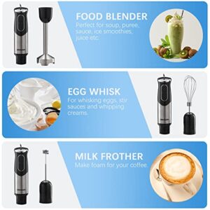 Liebe&Lecker Immersion Blender Handheld, 9-Speed Electric Hand Blender with Whisk, Milk Frother Attachments, 304 Stainless Steel emulsion blender with 500W Powerful Motor for Baby Food, Smoothies and more.