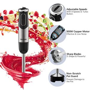 Liebe&Lecker Immersion Blender Handheld, 9-Speed Electric Hand Blender with Whisk, Milk Frother Attachments, 304 Stainless Steel emulsion blender with 500W Powerful Motor for Baby Food, Smoothies and more.