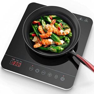 aobosi portable induction burner cooktop 1800w fast efficient cooking,digital sensor touch led screen countertop burner,electric stove cooker black crystal glass surface 9 power 10 temperature setting with locking function