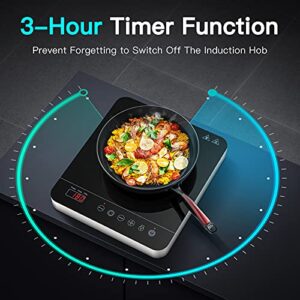 Aobosi Portable Induction Burner Cooktop 1800w Fast Efficient Cooking,Digital Sensor Touch LED Screen Countertop Burner,Electric Stove Cooker Black Crystal Glass Surface 9 Power 10 Temperature Setting With locking function