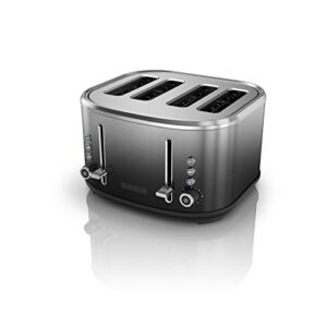black+decker 4-slice extra-wide slot toaster, stainless steel, ombré finish, tr4310fbd,black/silver ombre