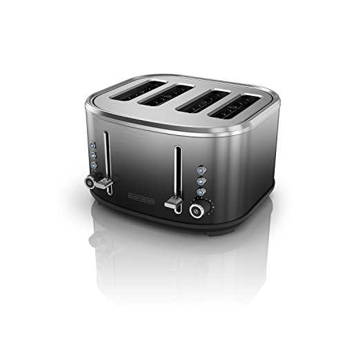 BLACK+DECKER 4-Slice Extra-Wide Slot Toaster, Stainless Steel, Ombré Finish, TR4310FBD,Black/Silver Ombre