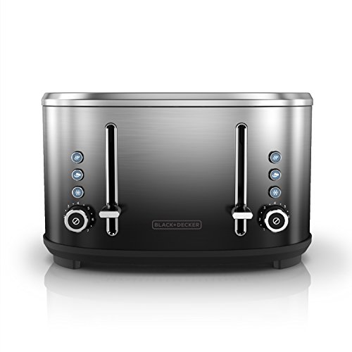 BLACK+DECKER 4-Slice Extra-Wide Slot Toaster, Stainless Steel, Ombré Finish, TR4310FBD,Black/Silver Ombre