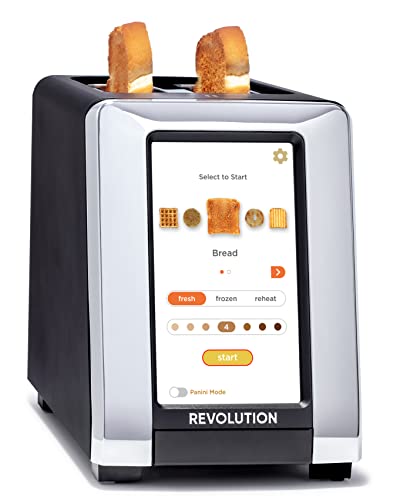 Revolution InstaGLO R180B – NEW! 2-Slice, Matte Black/Chrome Touchscreen Toaster with high-speed smart settings for perfect toasting – Compatible with Revolution Panini Press accessory for crispy, melty sandwiches and quesadillas in your toaster!