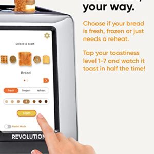 Revolution InstaGLO R180B – NEW! 2-Slice, Matte Black/Chrome Touchscreen Toaster with high-speed smart settings for perfect toasting – Compatible with Revolution Panini Press accessory for crispy, melty sandwiches and quesadillas in your toaster!