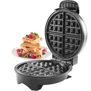 belgian waffle maker – non-stick 7″ waffler iron w adjustable browning control, electric baker makes thick, fluffy waffles, kitchen essential for breakfast, great gift or morning treat