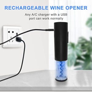 Electric Wine Opener Set, Rechargeable Automatic Wine Corkscrew Remover Kit, Cordless Electric Wine Bottle Opener with USB Charging Cable, Wine Pourer, Vacuum Stopper, Foil Cutter for Wine Lovers Gift