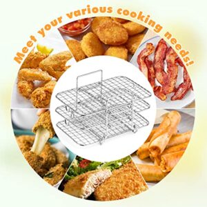 AIEVE Air Fryer Rack Compatible with Ninja Dual Air Fryer, 304 Stainless Steel Multi-Layer Dehydrator Rack Toast Rack Air Fryer Accessories Compatible with Ninja DZ201 Air Fryer Ninja Foodi Air Fryer