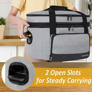 2 Layer Slow Cooker Carrier, Compatible with 6, 7, 8 Quart Crock-Pot, Insulated Large Slow Cooker Travel Bag with Bottom Pad Lid Fasten Straps, for Party, Family Gathering Potluck, Gift for Women