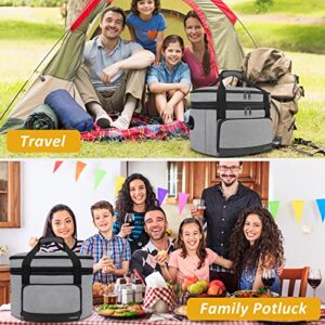 2 Layer Slow Cooker Carrier, Compatible with 6, 7, 8 Quart Crock-Pot, Insulated Large Slow Cooker Travel Bag with Bottom Pad Lid Fasten Straps, for Party, Family Gathering Potluck, Gift for Women