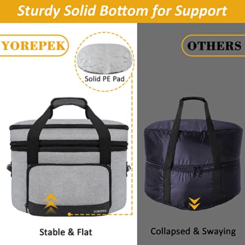 2 Layer Slow Cooker Carrier, Compatible with 6, 7, 8 Quart Crock-Pot, Insulated Large Slow Cooker Travel Bag with Bottom Pad Lid Fasten Straps, for Party, Family Gathering Potluck, Gift for Women