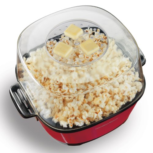 Hamilton Beach Electric Hot Oil Popcorn Popper, Healthy Snack Maker, 24 Cups, Red (73302)