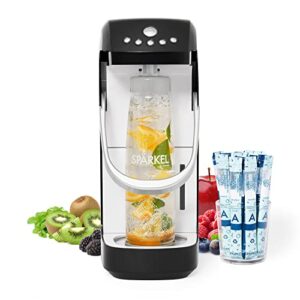 spärkel beverage system (black) – sparkling water and soda maker – a new way of sparkling – use fresh & natural ingredients – no co2 tank needed