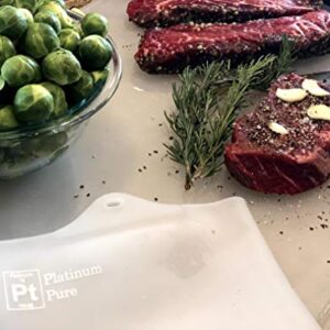 Platinum Pure - Large Reusable Sous Vide Bags - Set of 2 BPA Free Bags for Sous Vide Cooking - 100% Pure LFGB Platinum Silicone with no Fillers - Compatible with all immersion circulators, including Joule, Anova, ChefSteps, Kitchen Gizmo, Gramercy Kitchen