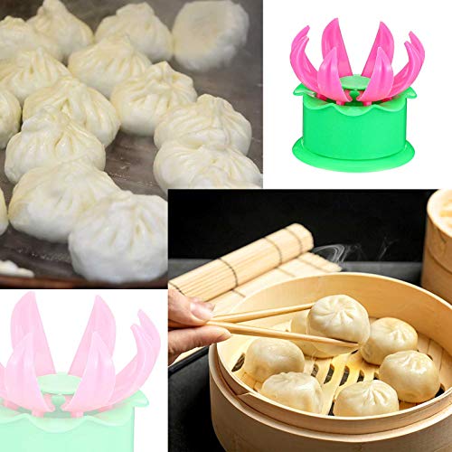 Chinese Baozi Maker Bun Dumpling Maker Plastic Steamed Bun Mold Stuffed Bun Making Mould Bun Cooking Tool Bao Steamer Dumpling Maker (2 Pieces)