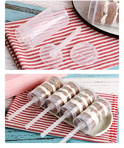 Jucoan 30 Pack Cake Pop Shooter, Round Plastic Jelly Ice Cream Push-up Containers with Lids Base and Stick for Dessert, Confetti Push Pop Shooters for Wedding