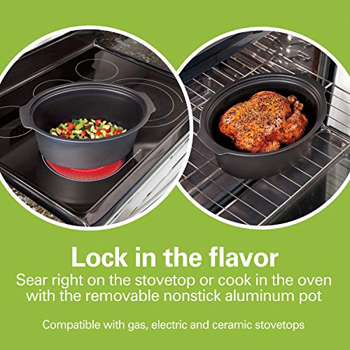 Hamilton Beach 33662 Programmable Slow Cooker with 6 Quart Stovetop-Safe Sear & Cook Crock, Silver