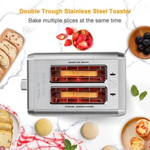 Toasters 2 Slice Best Rated Prime, whall Stainless Steel,Bagel Toaster - 6 Bread Shade Settings,Bagel/Defrost/Cancel Function,1.5in Wide Slots,Removable Crumb Tray,for Various Bread Types (850W）