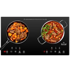 duxtop 1800w portable induction cooktop 2 burner, built-in countertop burners with adjustable temperature control, sensor touch induction burner with timer and safety lock, easy to clean, 8620bi/btk35