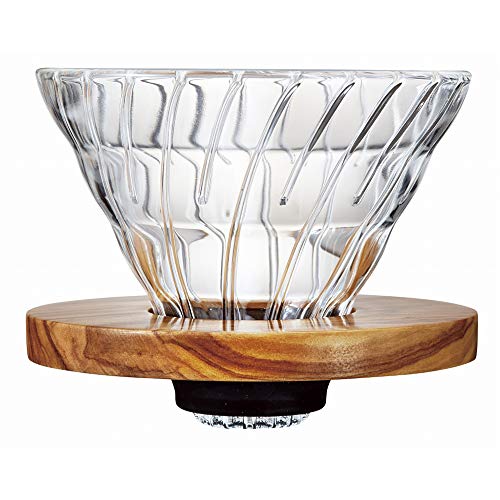 Hario V60 Glass Coffee Dripper, Size 02, Olive Wood