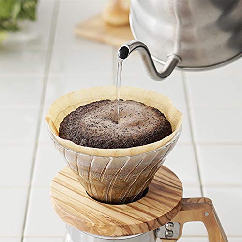 Hario V60 Glass Coffee Dripper, Size 02, Olive Wood