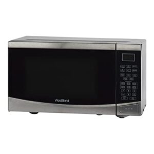 west bend wbmw92s microwave oven 900-watts compact with 6 pre cooking settings, speed defrost, electronic control panel and glass turntable, metallic