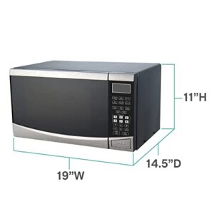 West Bend WBMW92S Microwave Oven 900-Watts Compact with 6 Pre Cooking Settings, Speed Defrost, Electronic Control Panel and Glass Turntable, Metallic