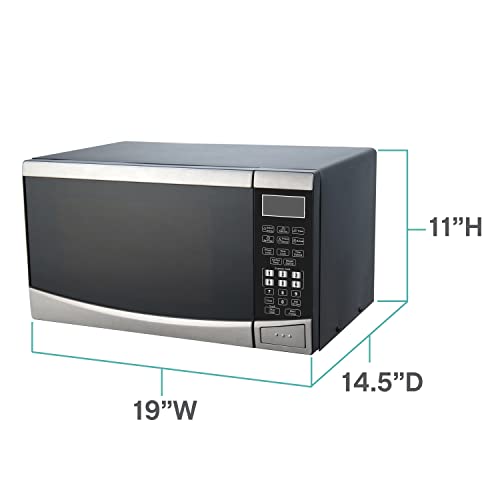 West Bend WBMW92S Microwave Oven 900-Watts Compact with 6 Pre Cooking Settings, Speed Defrost, Electronic Control Panel and Glass Turntable, Metallic