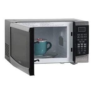 West Bend WBMW92S Microwave Oven 900-Watts Compact with 6 Pre Cooking Settings, Speed Defrost, Electronic Control Panel and Glass Turntable, Metallic