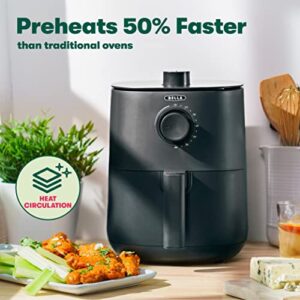 BELLA 2.9QT Manual Air Fryer, No Pre-Heat Needed, No-Oil Frying, Fast Healthy Evenly Cooked Meal Every Time, Removeable Dishwasher Safe Non Stick Pan and Crisping Tray for Easy Clean Up, Matte Black