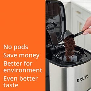 KRUPS Simply Brew to Go Single Serve Drip Coffee Maker with Travel Tumbler Included, 12 fluid ounces, Silver and Black