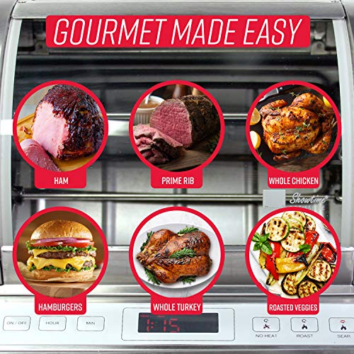 Ronco EZ-Store Rotisserie Oven, Gourmet Cooking at Home, Cooks Perfectly Roasted Chickens, Turkey, Pork, Roasts & Burgers, Large Capacity, 3 Cooking Options: Roast, Sear, No Heat Rotation, Stainless