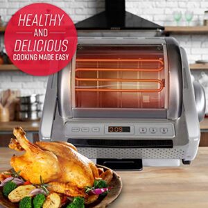 Ronco EZ-Store Rotisserie Oven, Gourmet Cooking at Home, Cooks Perfectly Roasted Chickens, Turkey, Pork, Roasts & Burgers, Large Capacity, 3 Cooking Options: Roast, Sear, No Heat Rotation, Stainless