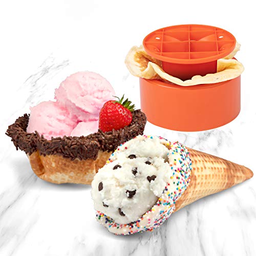 MasterChef Waffle Cone and Bowl Maker- Includes Shaper Roller and Bowl Press- Homemade Ice Cream Cone Baking Iron Machine, Fun Kitchen Appliance for Holiday Parties & Gift Giving