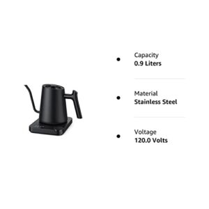 Gooseneck Electric Pour-Over Kettle, Temperature Variable Kettle for Coffee Tea Brewing, 0.9L Stainless Steel Kettle, Temperature Holding, Built-in Stopwatch