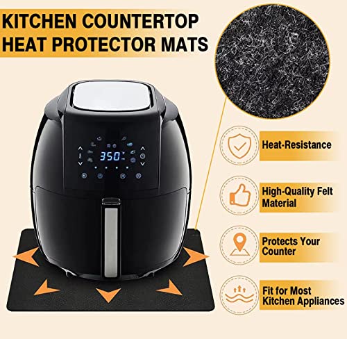 Air Fryer Heat Resistant Mat, 4 Pcs Kitchen Countertop Heat Protector Mats, Non-slip 12” x 16” Silicone Appliance Slider for Ninja Foodi Air Fryer Toaster Oven Coffee Maker Blender