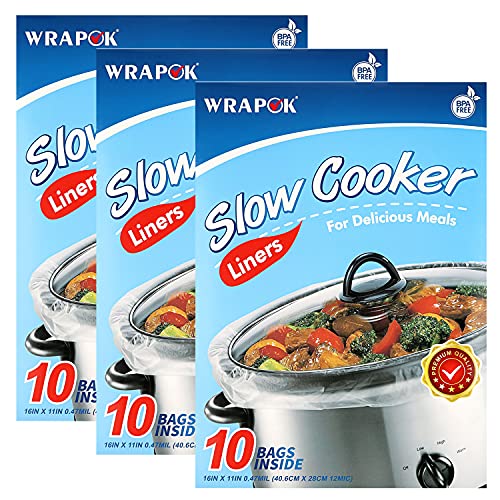 YESLAU Slow Cooker Liners Small BPA Free Crockpot Liner Oval Round Pot Subsize 11 x 16 Inch Fits 1 to 3 Quarts Small Crockpot - 3 counts (30 Bags Total)