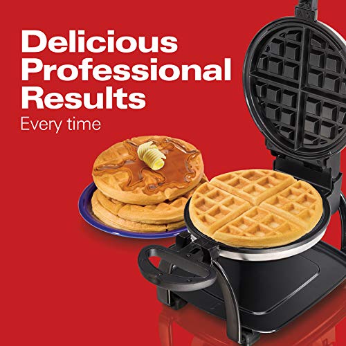 Hamilton Beach Flip Belgian Waffle Maker with Browning Control, Non-Stick Grids, Indicator Lights, Lid Lock and Drip Tray, Stainless Steel (26010R)