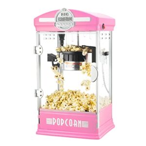 great northern popcorn big bambino popcorn machine – old fashioned popcorn maker with 4-ounce kettle, measuring cups, scoop and serving cups (pink), 10.8″ x 9.7″ x 19.5″
