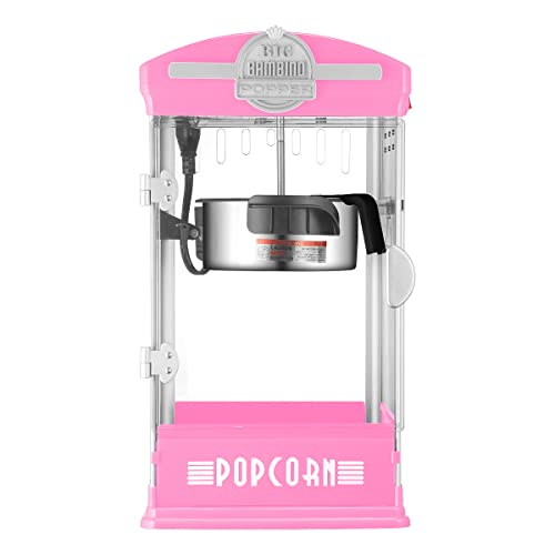 Great Northern Popcorn Big Bambino Popcorn Machine - Old Fashioned Popcorn Maker with 4-Ounce Kettle, Measuring Cups, Scoop and Serving Cups (Pink), 10.8" x 9.7" x 19.5"
