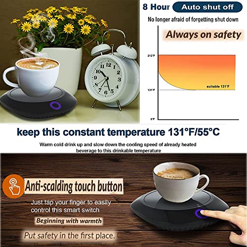 Coffee Mug Warmer Smart Beverage Warmer,Coffee Cup Warmer for Desk with Auto Shut Off Mug Heater & Detachable Cable,Milk Tea Cocoa Candle Warmer Heating Plate,Coffee Warmer for Desk Office Home Gift