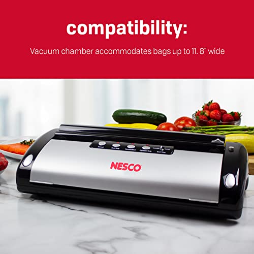 NESCO VS-02 Food Starter Kit with Automatic Shut-Off and Vacuum Sealer Bags, Black 18.25 X 5.25 X 11.5