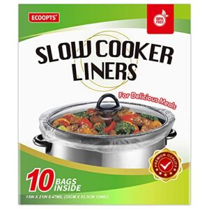 ecoopts slow cooker liners disposable cooking bags large size pot liners fit 4qt to 8.5qt suitable for oval & round pot (10 bags)