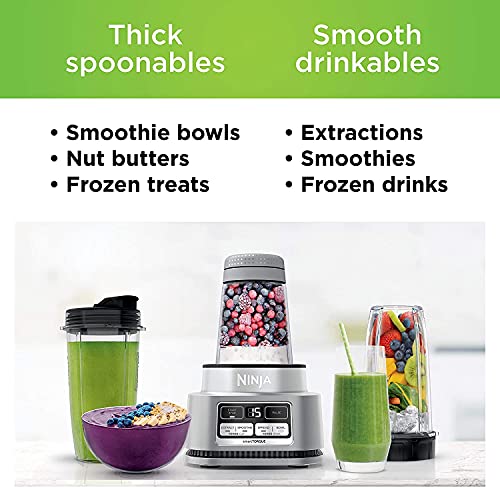 Ninja Foodi SS100 Stainless Steel Smoothie Blender Bowl Maker and Nutrient Extractor with 24-Oz Nutrient Extraction Cup, To-Go Lids and Hybrid Blades